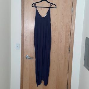 Navy/Purple Maxi Dress w/ Pockets